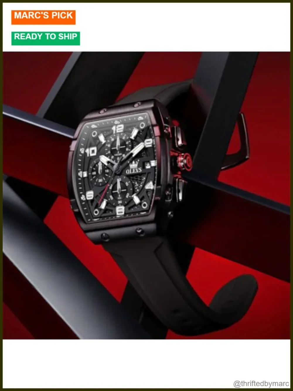 Quartz Chronograph Analog Watch with Silicone Strap Waterproof